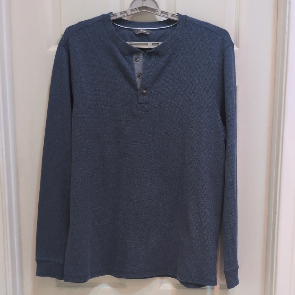 Members Mark Men's Thermal Henley Long Sleeve Shirt Size XL Slate Blue